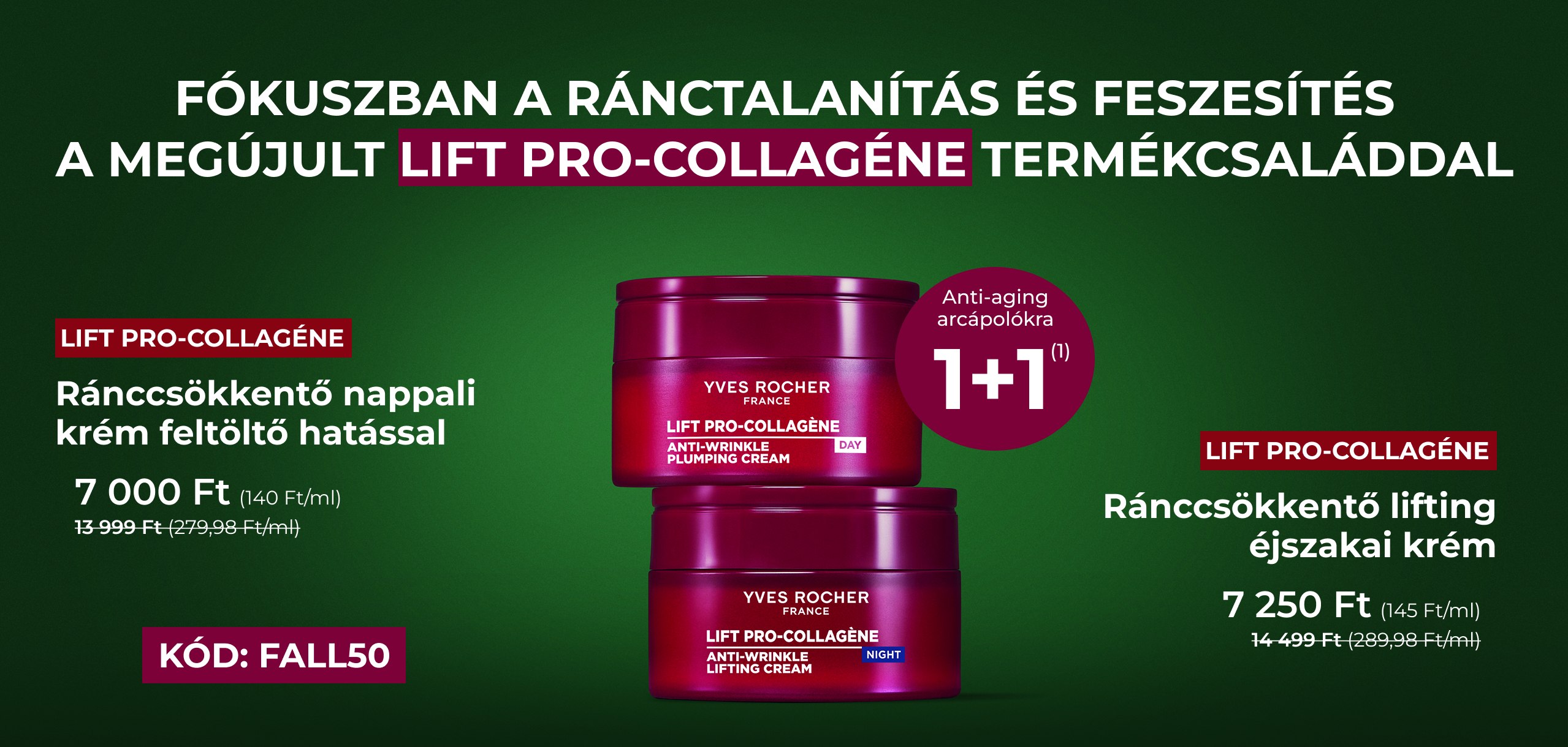 Fókuszban a ránctalanítás és feszesítés a megújult Lift Pro-Collagène termékcsaláddal, kód: FALL50